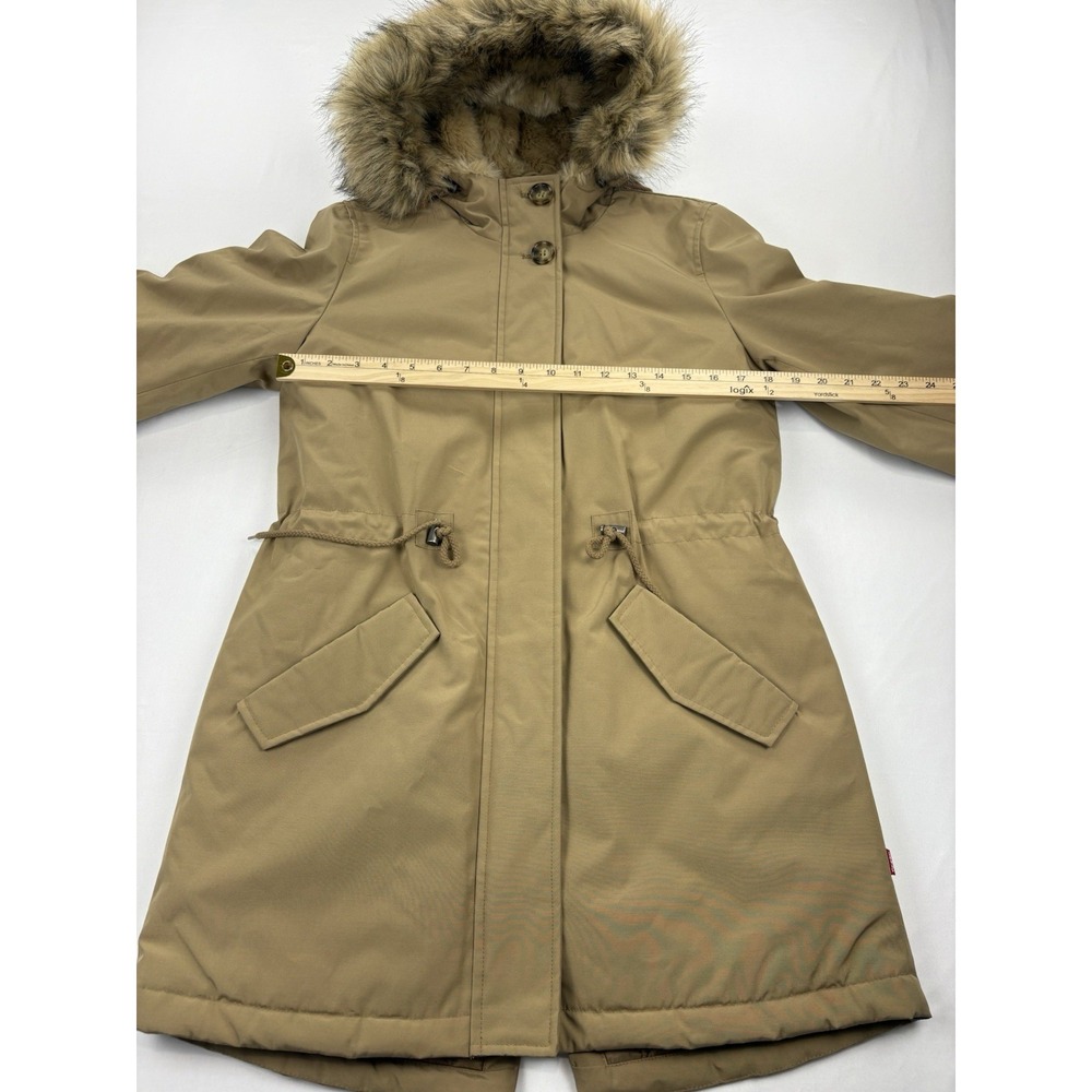 NWT Levis Lined Hooded Tan Quilted Parka Jacket Women's Small - Picture 14 of 16